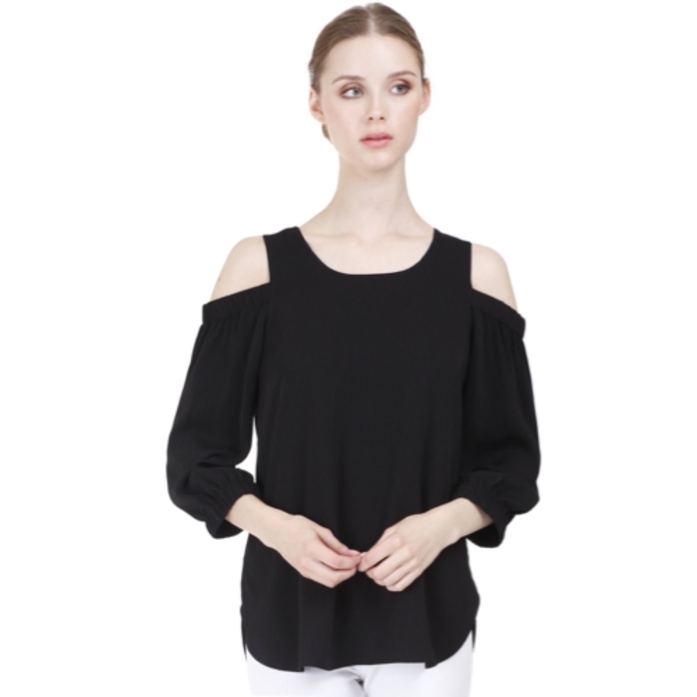 Naked Zebra Black Cold Shoulder Top